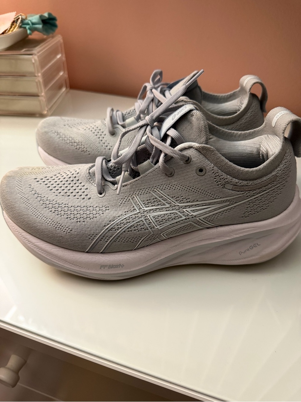 ASICS Women's Light Grayish Blue Knit Running Sneakers
